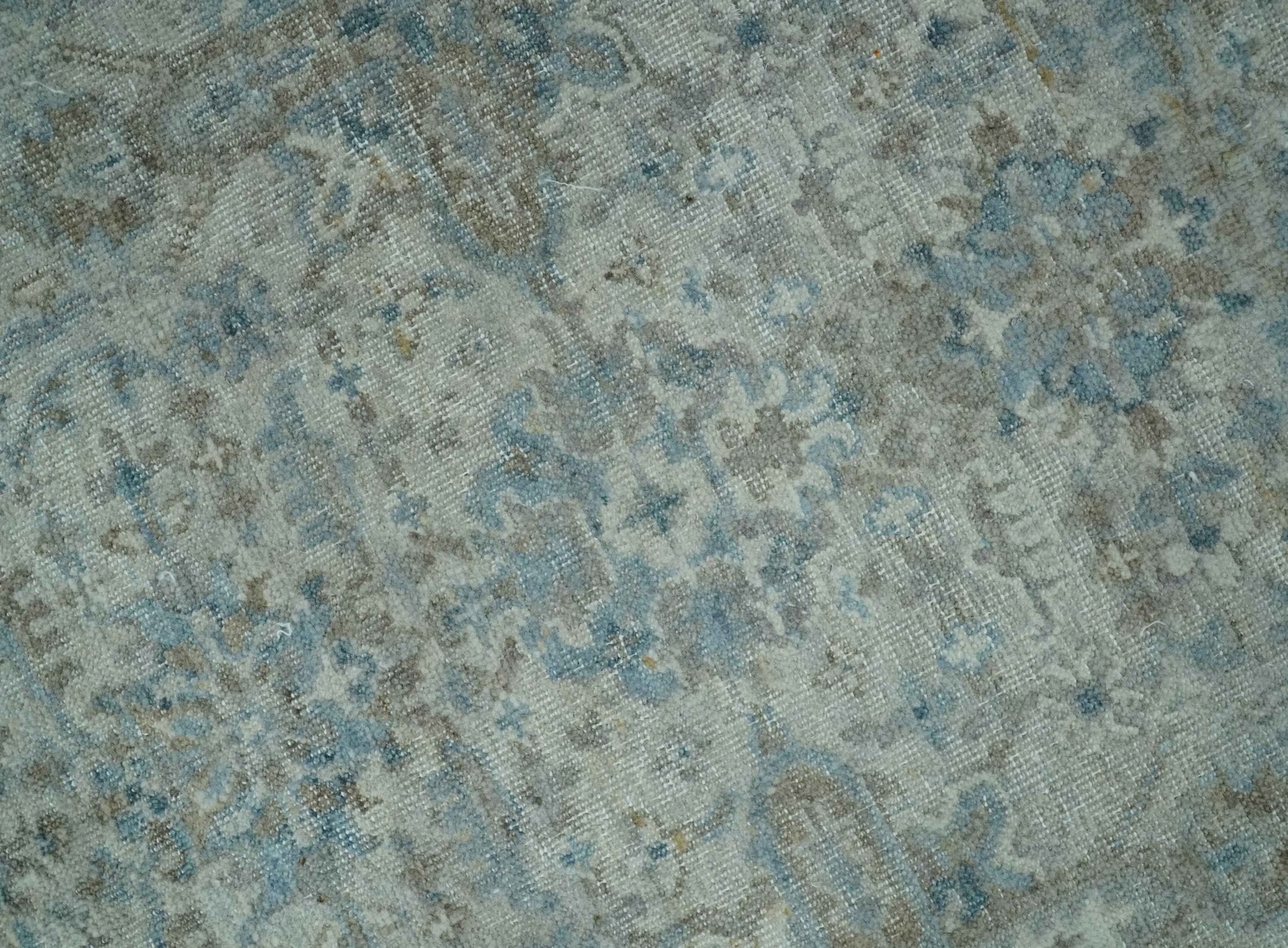 Antique Distress finish Silver, Teal and Brown Hand Knotted Traditional 8x10 wool Rug - Tampa Home & Garden Store
