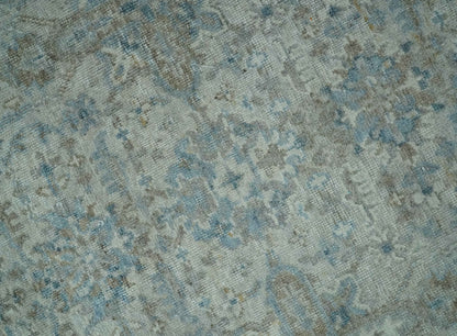Antique Distress finish Silver, Teal and Brown Hand Knotted Traditional 8x10 wool Rug - Tampa Home & Garden Store