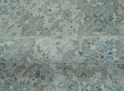 Antique Distress finish Silver, Teal and Brown Hand Knotted Traditional 8x10 wool Rug - Tampa Home & Garden Store