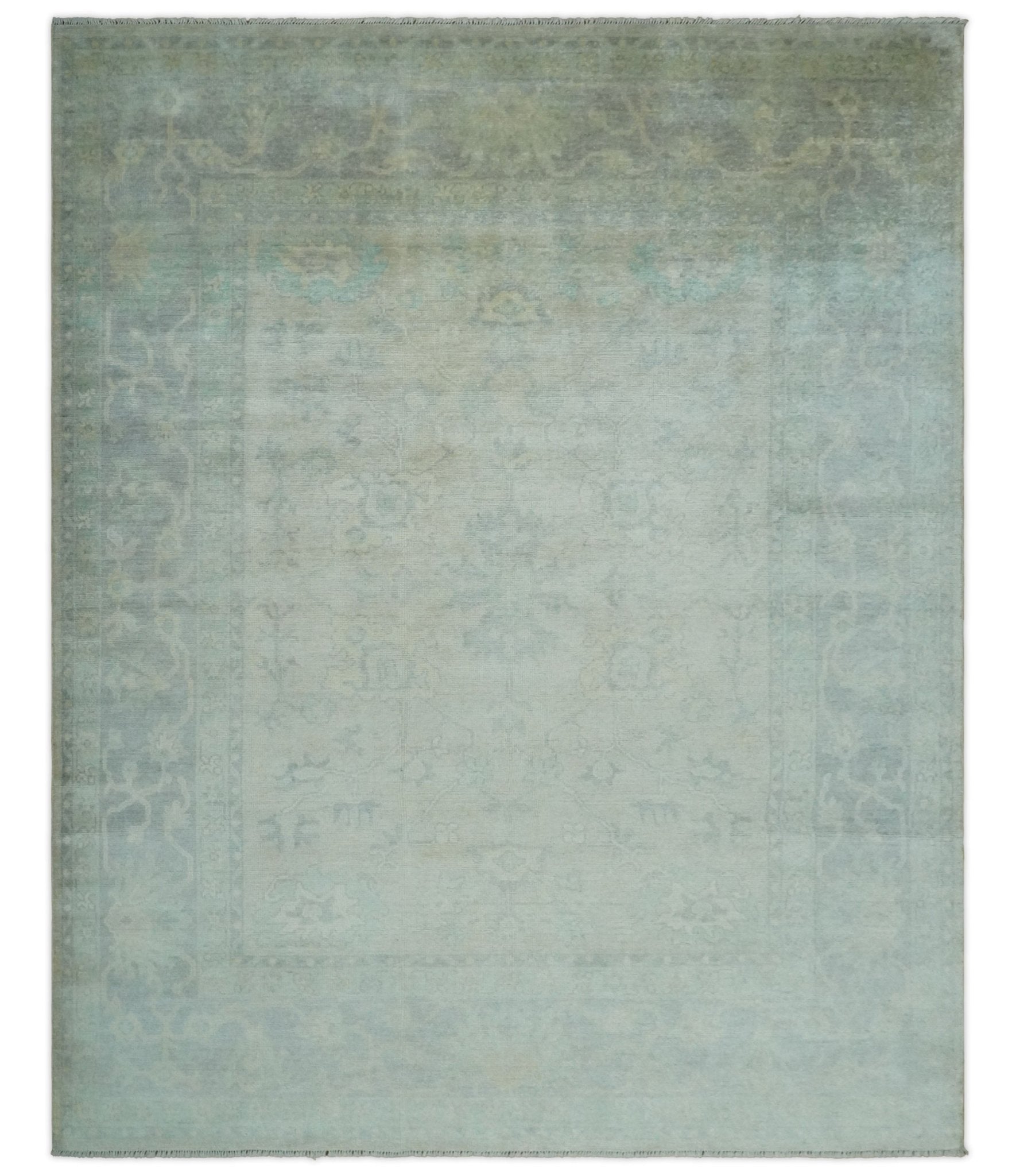 Antique Finish Silver, Gray and Charcoal Hand Knotted Oriental Oushak 8x10 wool Area Rug - Tampa Home & Garden Store
