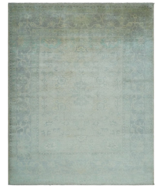 Antique Finish Silver, Gray and Charcoal Hand Knotted Oriental Oushak 8x10 wool Area Rug - Tampa Home & Garden Store