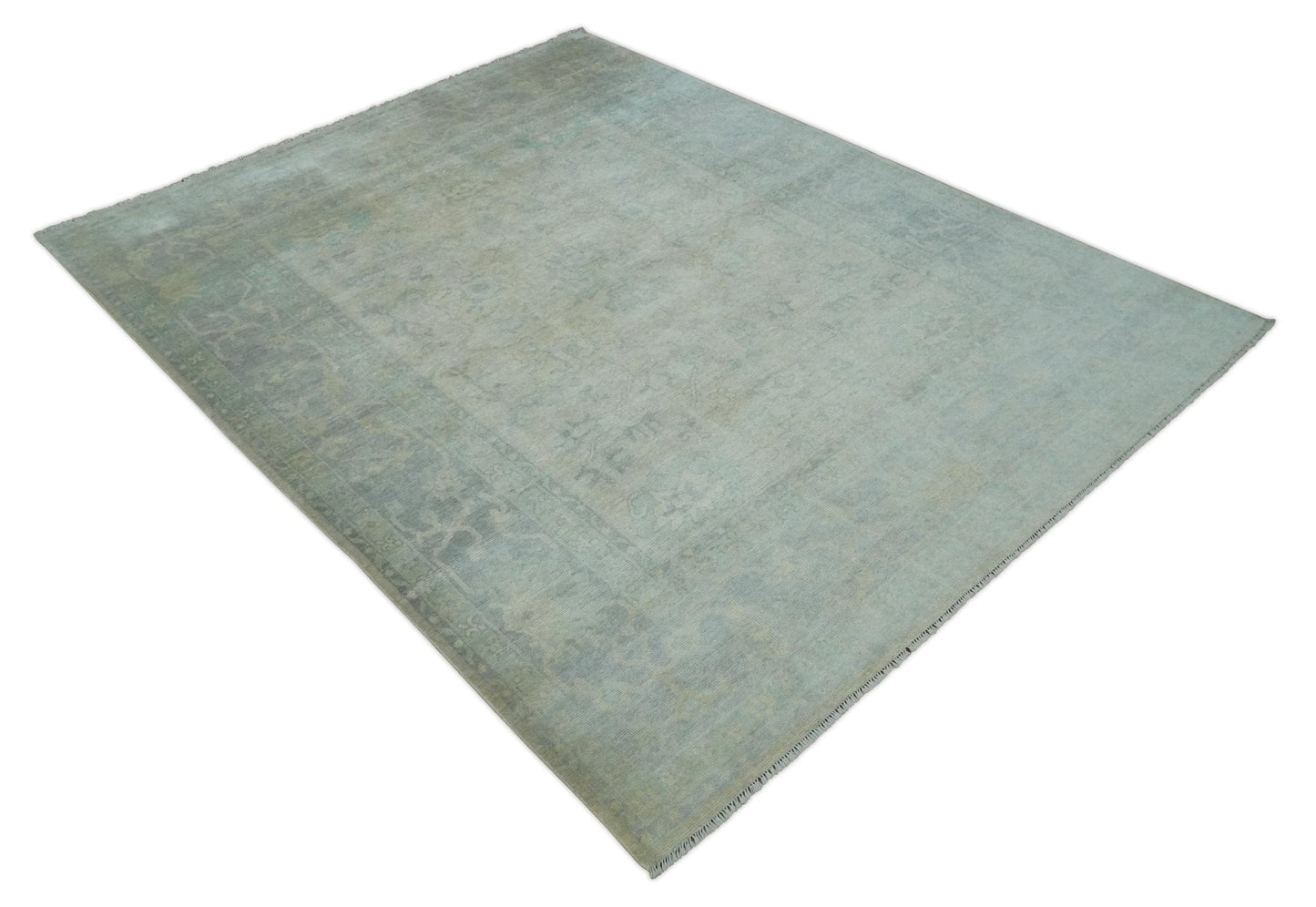 Antique Finish Silver, Gray and Charcoal Hand Knotted Oriental Oushak 8x10 wool Area Rug - Tampa Home & Garden Store
