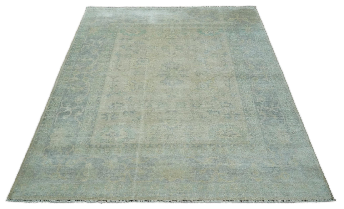 Antique Finish Silver, Gray and Charcoal Hand Knotted Oriental Oushak 8x10 wool Area Rug - Tampa Home & Garden Store