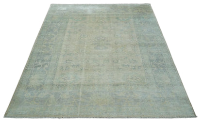Antique Finish Silver, Gray and Charcoal Hand Knotted Oriental Oushak 8x10 wool Area Rug - Tampa Home & Garden Store