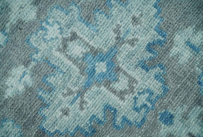Antique Gray and Blue Hand Knotted 8x10 Oushak Turkish Wool Area Rug - Tampa Home & Garden Store