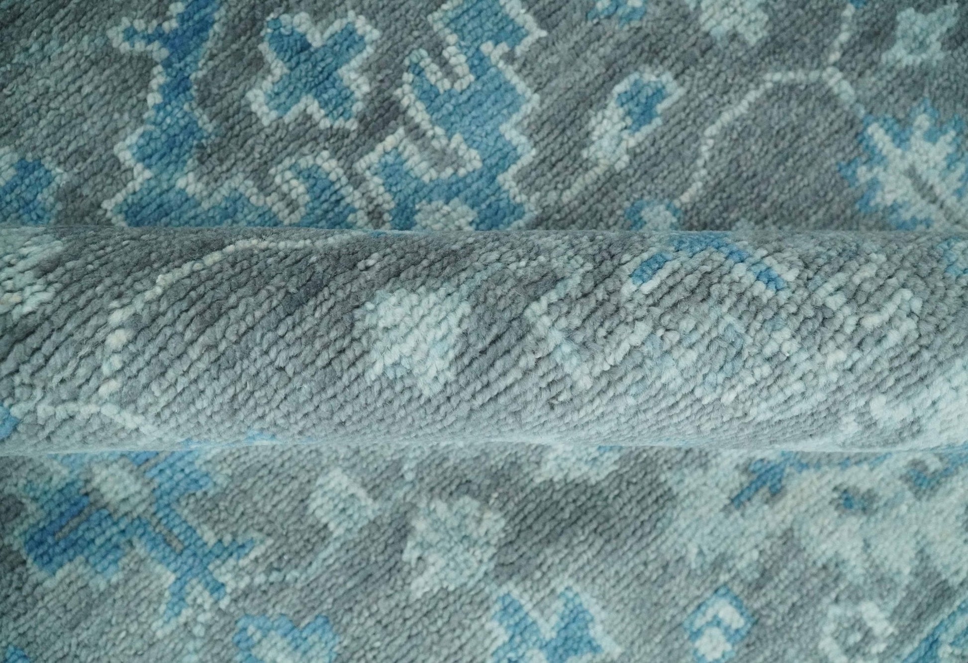 Antique Gray and Blue Hand Knotted 8x10 Oushak Turkish Wool Area Rug - Tampa Home & Garden Store