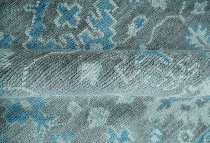 Antique Gray and Blue Hand Knotted 8x10 Oushak Turkish Wool Area Rug - Tampa Home & Garden Store