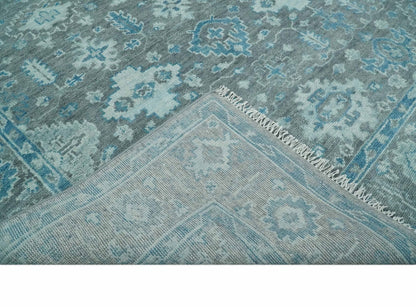 Antique Gray and Blue Hand Knotted 8x10 Oushak Turkish Wool Area Rug - Tampa Home & Garden Store