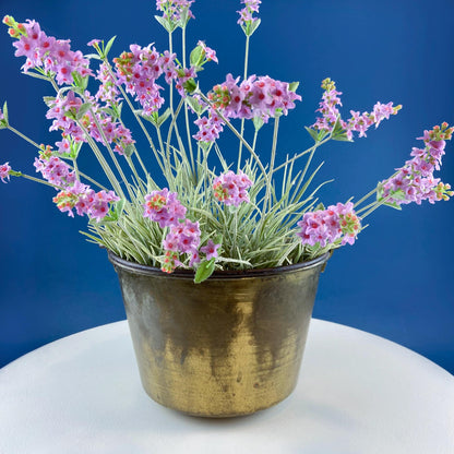 Antique Hand-Hammered Brass Bucket with Wrought Iron Handle: Rustic Farmhouse Decor - Tampa Home & Garden Store