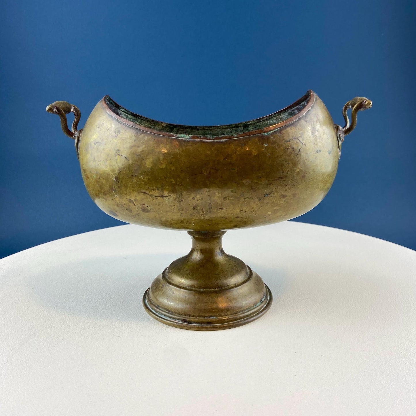 Antique Hand Hammered Brass & Copper Jardiniere Footed Flower Pot Vase. Herb Growing Container. Rustic Table Decor. 19th C Imperial Russia. - Tampa Home & Garden Store