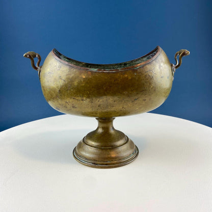 Antique Hand Hammered Brass & Copper Jardiniere Footed Flower Pot Vase. Herb Growing Container. Rustic Table Decor. 19th C Imperial Russia. - Tampa Home & Garden Store