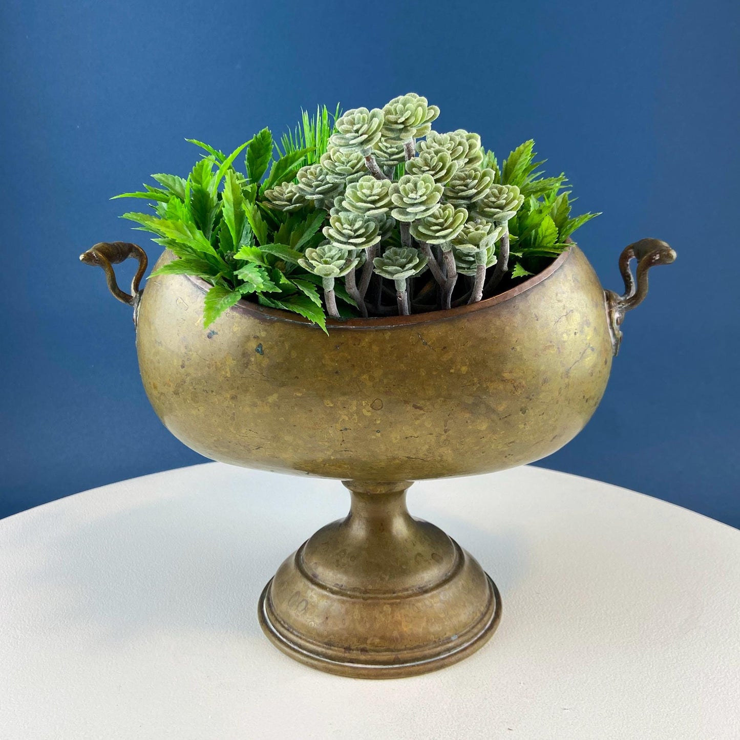 Antique Hand Hammered Brass & Copper Jardiniere Footed Flower Pot Vase. Herb Growing Container. Rustic Table Decor. 19th C Imperial Russia. - Tampa Home & Garden Store