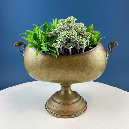 Antique Hand Hammered Brass & Copper Jardiniere Footed Flower Pot Vase. Herb Growing Container. Rustic Table Decor. 19th C Imperial Russia. - Tampa Home & Garden Store