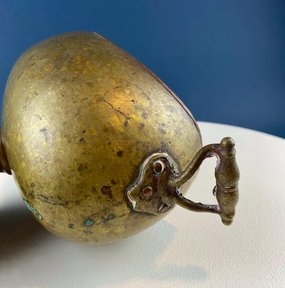Antique Hand Hammered Brass & Copper Jardiniere Footed Flower Pot Vase. Herb Growing Container. Rustic Table Decor. 19th C Imperial Russia. - Tampa Home & Garden Store