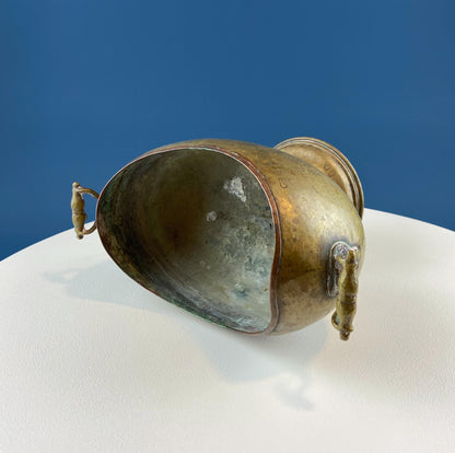Antique Hand Hammered Brass & Copper Jardiniere Footed Flower Pot Vase. Herb Growing Container. Rustic Table Decor. 19th C Imperial Russia. - Tampa Home & Garden Store