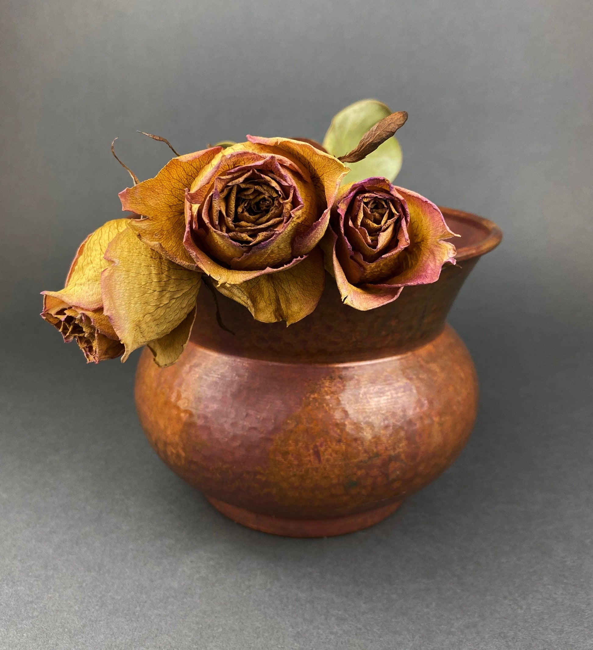Antique Hand Hammered Brass & Copper Jardiniere Footed Flower Pot Vase. Herb Growing Container. Rustic Table Decor. 19th C Imperial Russia. - Tampa Home & Garden Store