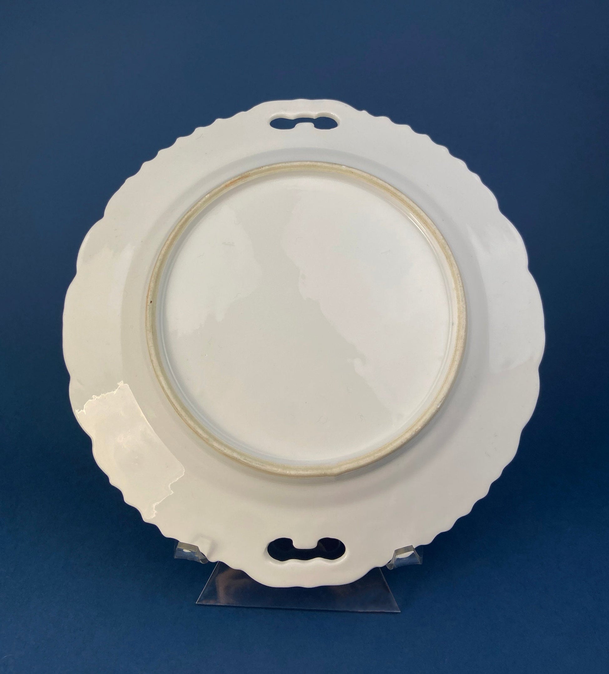 Antique Hand Painted Serving Plate with Gold Lattice. Porcelain Platter with Wild Flowers Motif. - Tampa Home & Garden Store