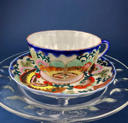 Antique Hand Painted Tea Cup. Asian Motif.  June Moth Pettern. Very Thin Porcelain. Collectible. - Tampa Home & Garden Store