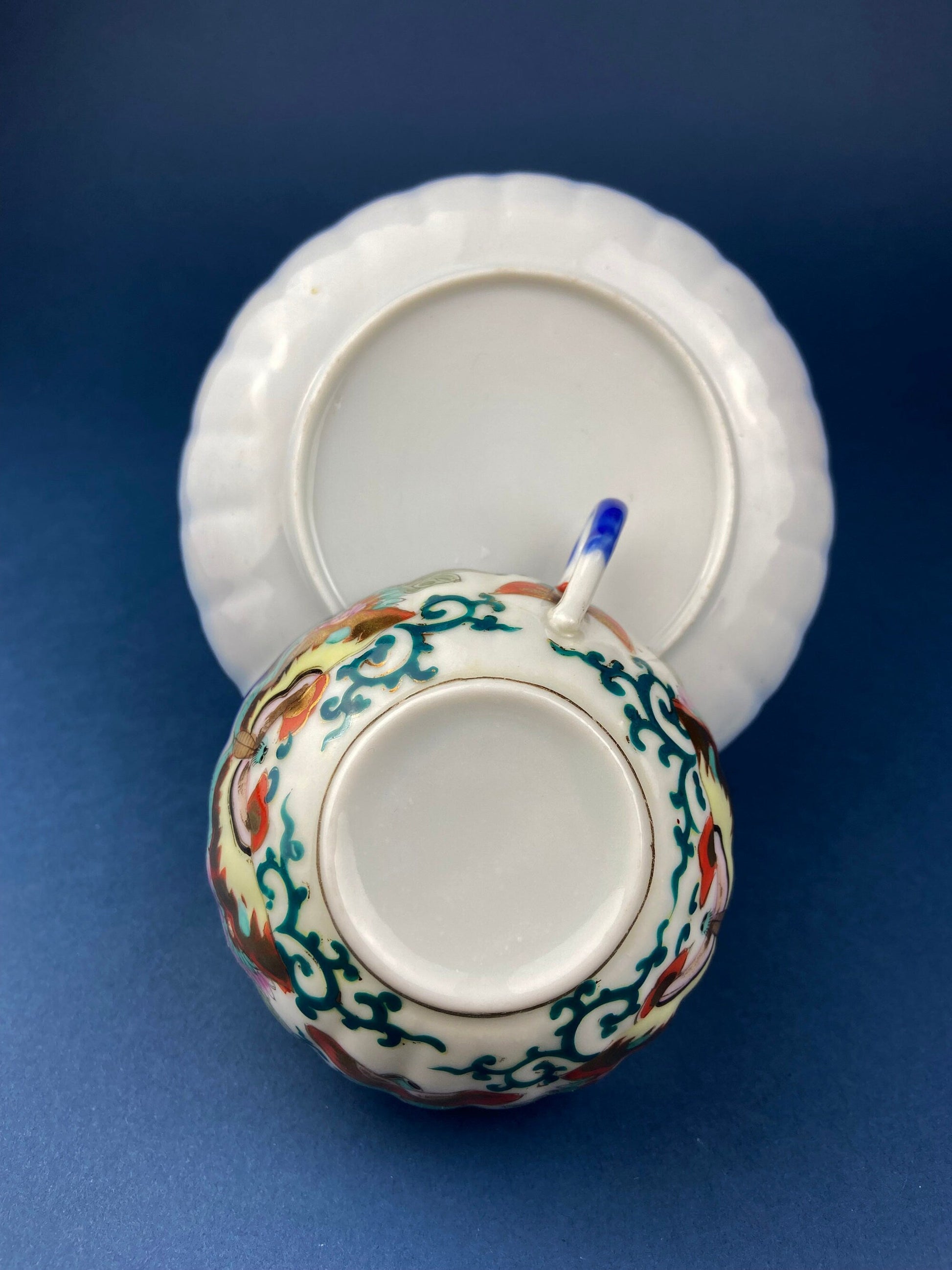 Antique Hand Painted Tea Cup. Asian Motif.  June Moth Pettern. Very Thin Porcelain. Collectible. - Tampa Home & Garden Store