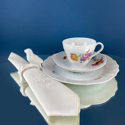Antique Hutschenreuther Porcelain Coffee Set. Coffee or Teapot, Sugar Jar, Creamer, 2 8" Dessert Plates, & 6 Tea Cups/Saucers. Floral Motif. - Tampa Home & Garden Store
