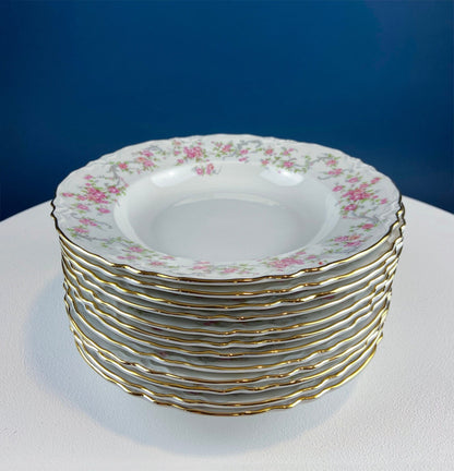 Antique Hutschenreuther Porcelain Soup Plates. Set of 12, Richelieu Rose Garlands Motif. Wedding Gift Idea. Fine Dining. Modern Farmhouse. - Tampa Home & Garden Store