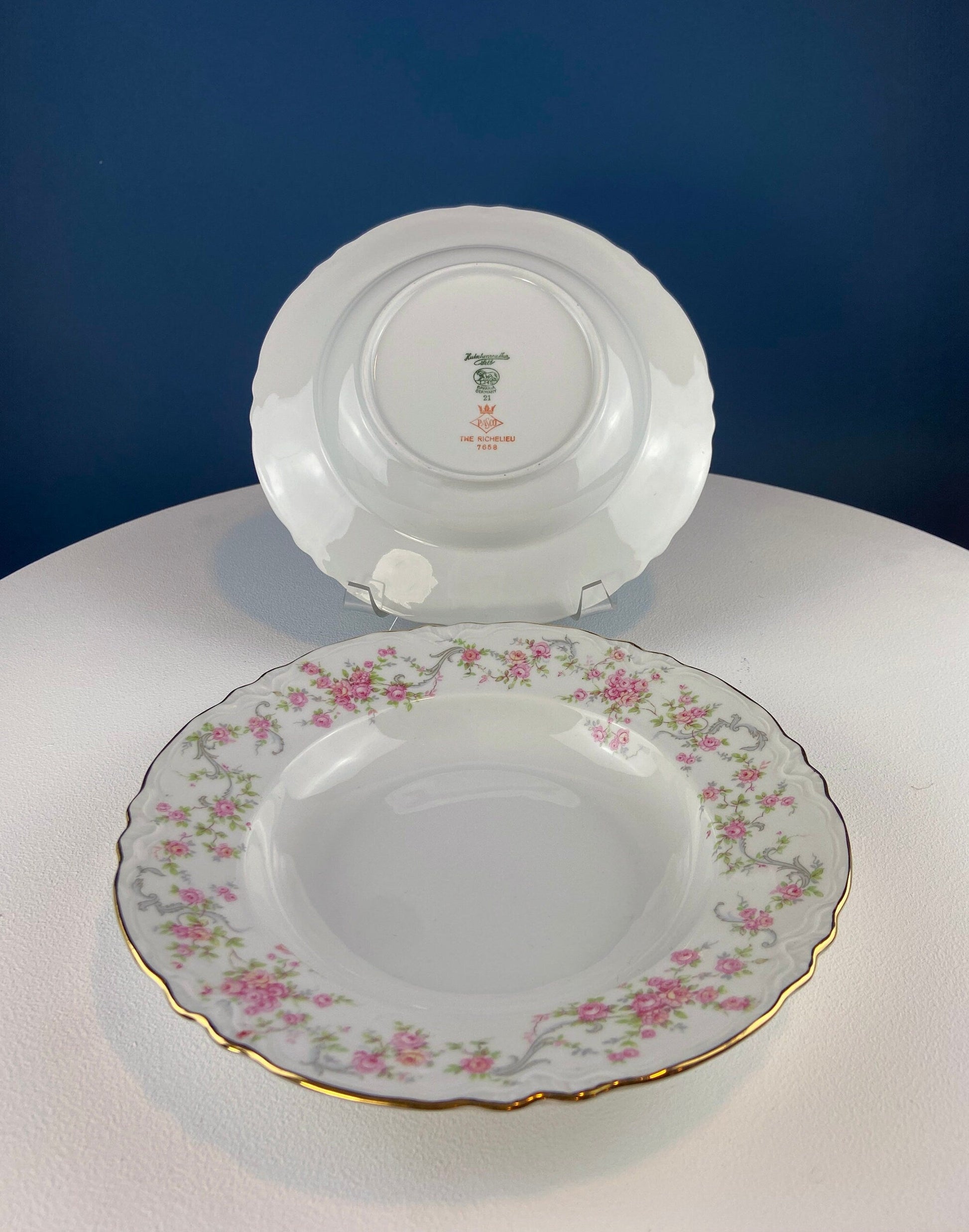 Antique Hutschenreuther Porcelain Soup Plates. Set of 12, Richelieu Rose Garlands Motif. Wedding Gift Idea. Fine Dining. Modern Farmhouse. - Tampa Home & Garden Store