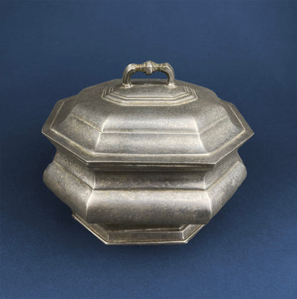 Antique Italian Pewter Box with Hinged Lid. Large Pewter Bowl Made in Italy. Trinket or Jewelry Box. - Tampa Home & Garden Store