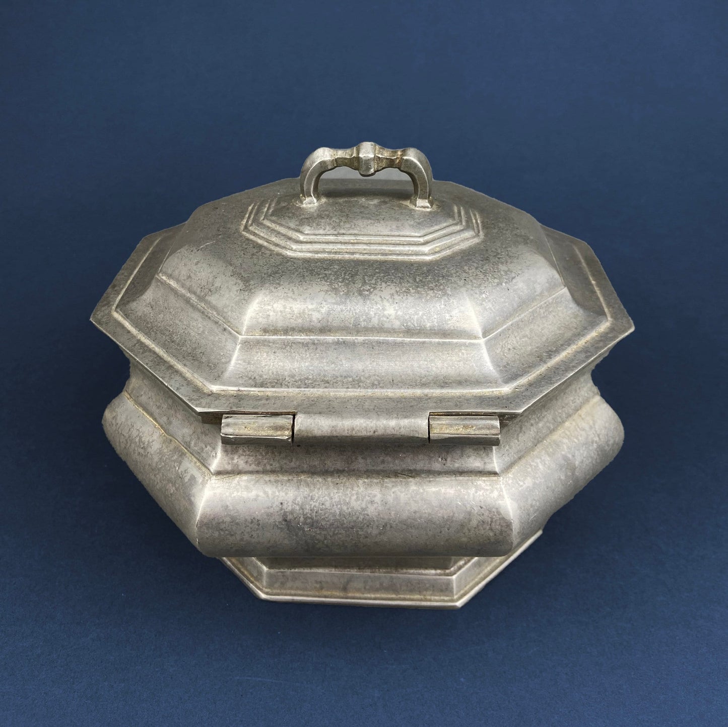 Antique Italian Pewter Box with Hinged Lid. Large Pewter Bowl Made in Italy. Trinket or Jewelry Box. - Tampa Home & Garden Store
