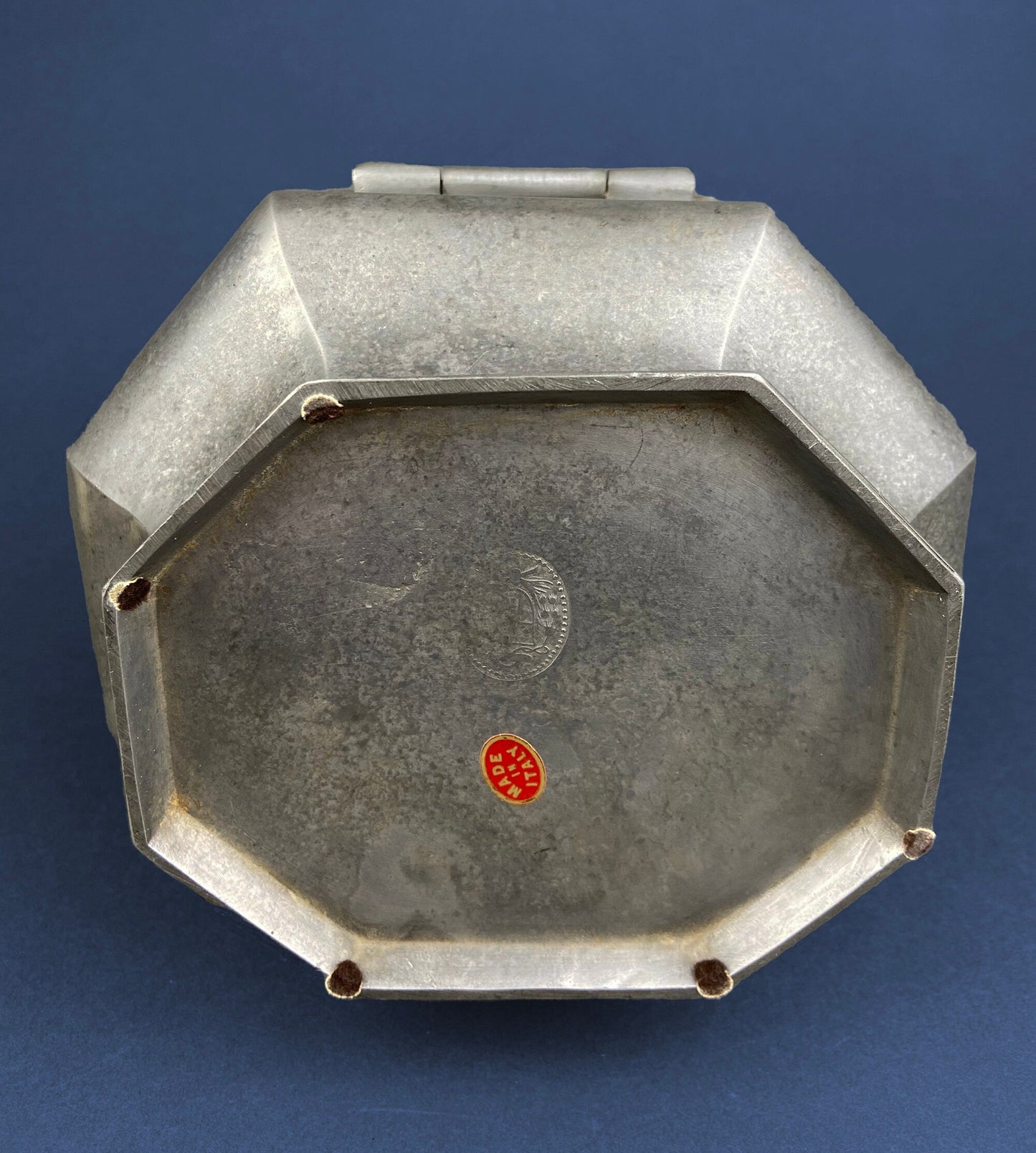 Antique Italian Pewter Box with Hinged Lid. Large Pewter Bowl Made in Italy. Trinket or Jewelry Box. - Tampa Home & Garden Store