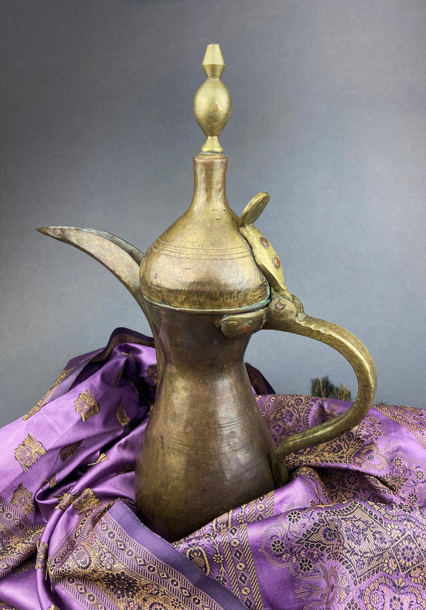 Antique  Large Aftaba. Primitive, Hand Hammered Brass Vessel for Water. Made in Northern India and Persia.  Highly Collectible Pitcher. - Tampa Home & Garden Store