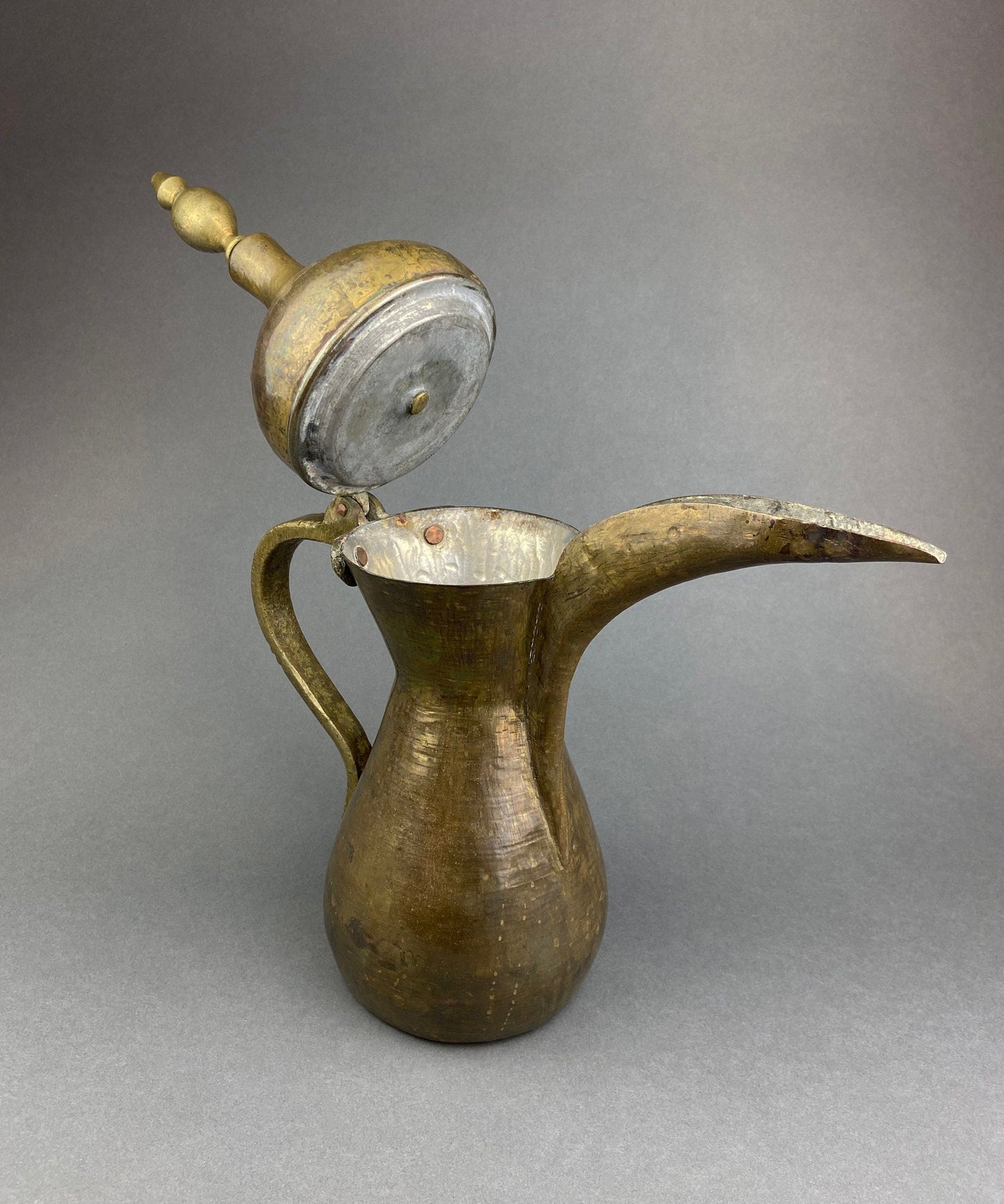 Antique  Large Aftaba. Primitive, Hand Hammered Brass Vessel for Water. Made in Northern India and Persia.  Highly Collectible Pitcher. - Tampa Home & Garden Store