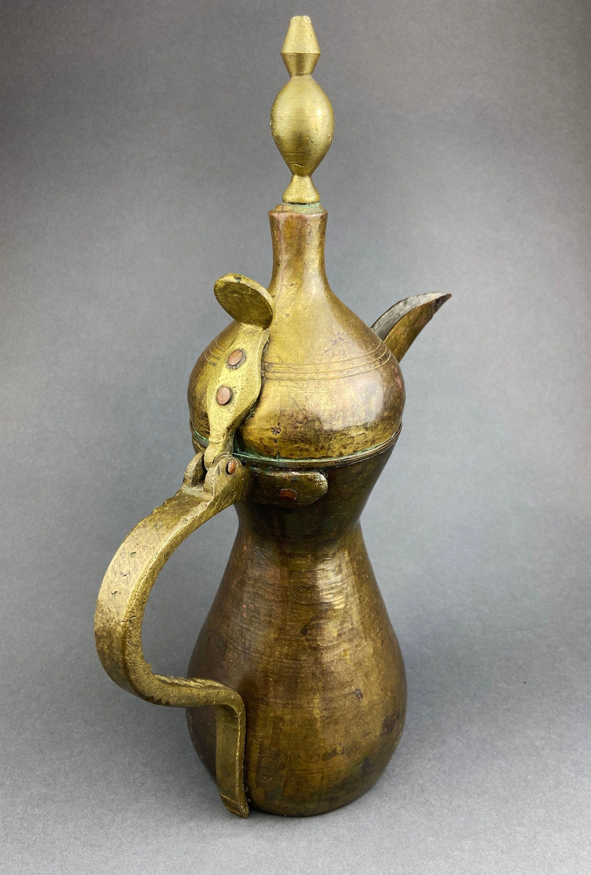 Antique  Large Aftaba. Primitive, Hand Hammered Brass Vessel for Water. Made in Northern India and Persia.  Highly Collectible Pitcher. - Tampa Home & Garden Store