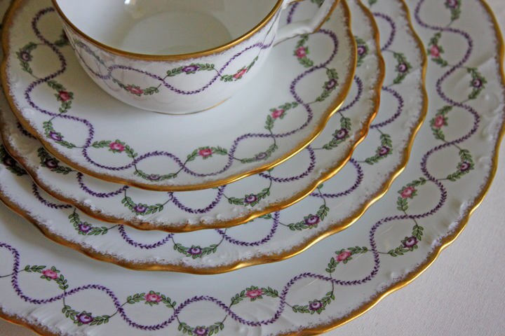 Antique Limoges Dinner Plates. Set of Eight Large Plates. Haviland & Co. Made in France. Luxurious Dining. Rare Find. French Country Living - Tampa Home & Garden Store