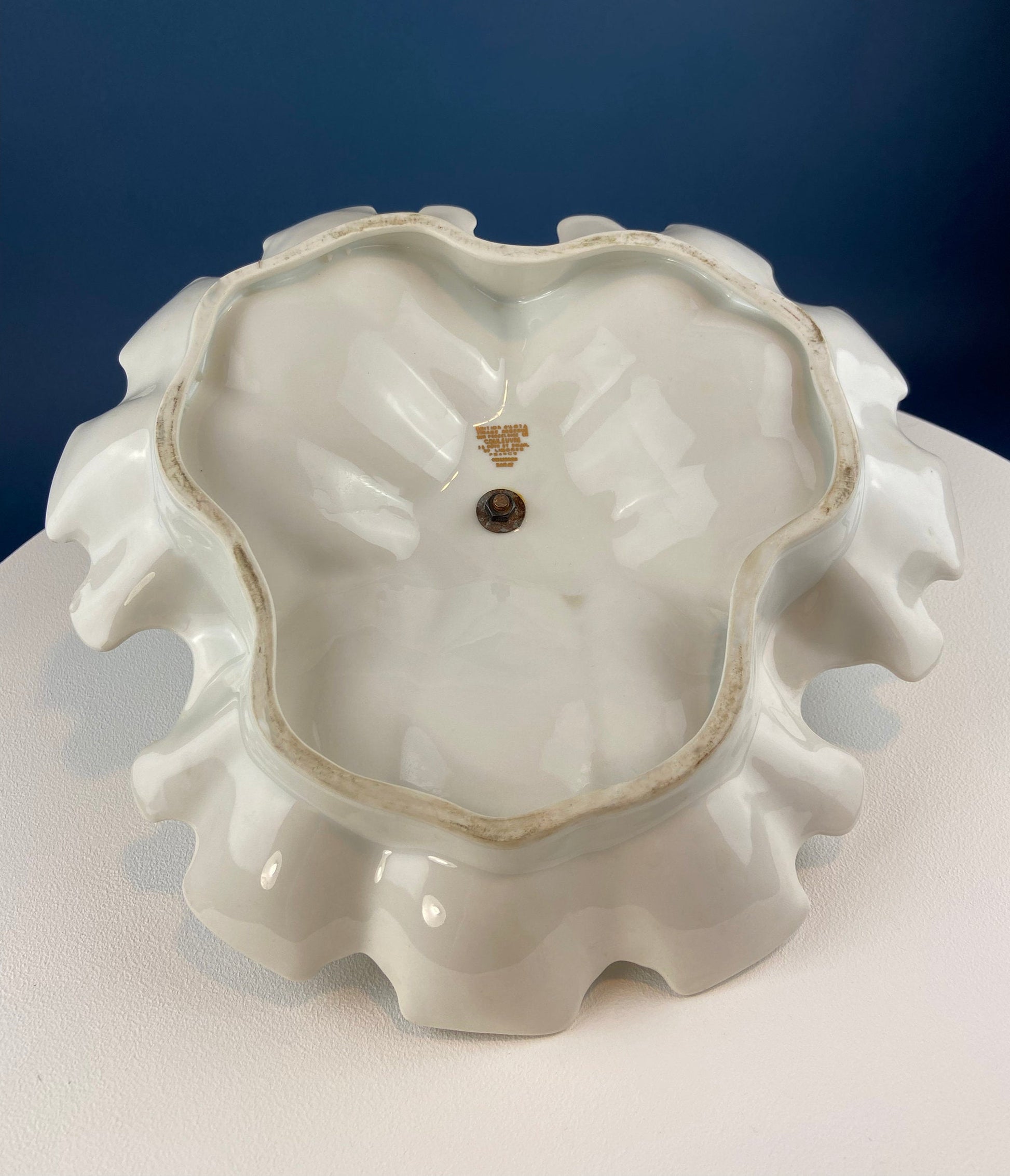 Antique Limoges Porcelain Divided Bowl: Gold Floral Motif, Scalloped Rim - Tampa Home & Garden Store