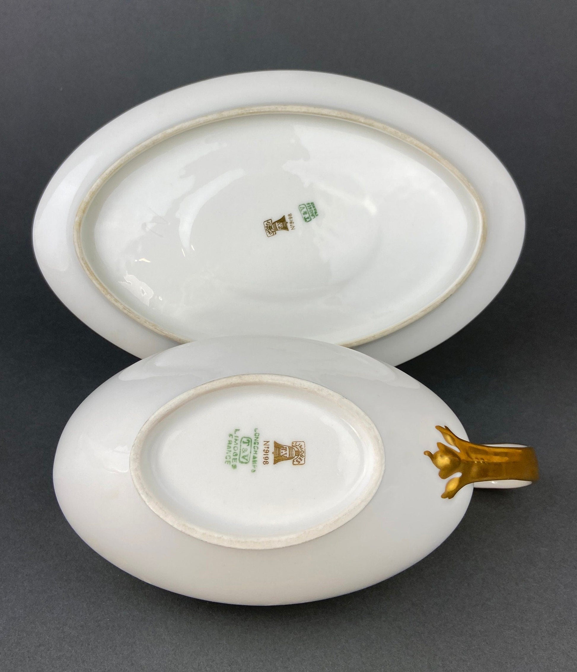 Antique Limoges Porcelain Tureen.  Wedding Band China. Soup Serving Dish. Finest Porcelain by Haviland, France - Tampa Home & Garden Store
