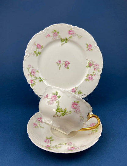 Antique Limoges Tea Cup and Saucer. Hand-Painted Porcelain by Haviland, France. Violet Clusters Motif. Highly Collectible. - Tampa Home & Garden Store