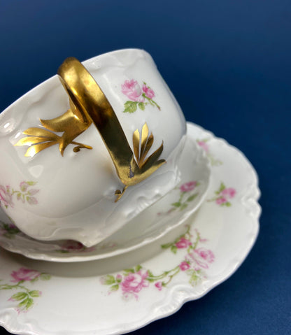 Antique Limoges Tea Cup and Saucer. Hand-Painted Porcelain by Haviland, France. Violet Clusters Motif. Highly Collectible. - Tampa Home & Garden Store