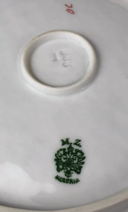 Antique M.Z. Austria Bowl: Hand-Decorated Roses, Scalloped Rim - Tampa Home & Garden Store
