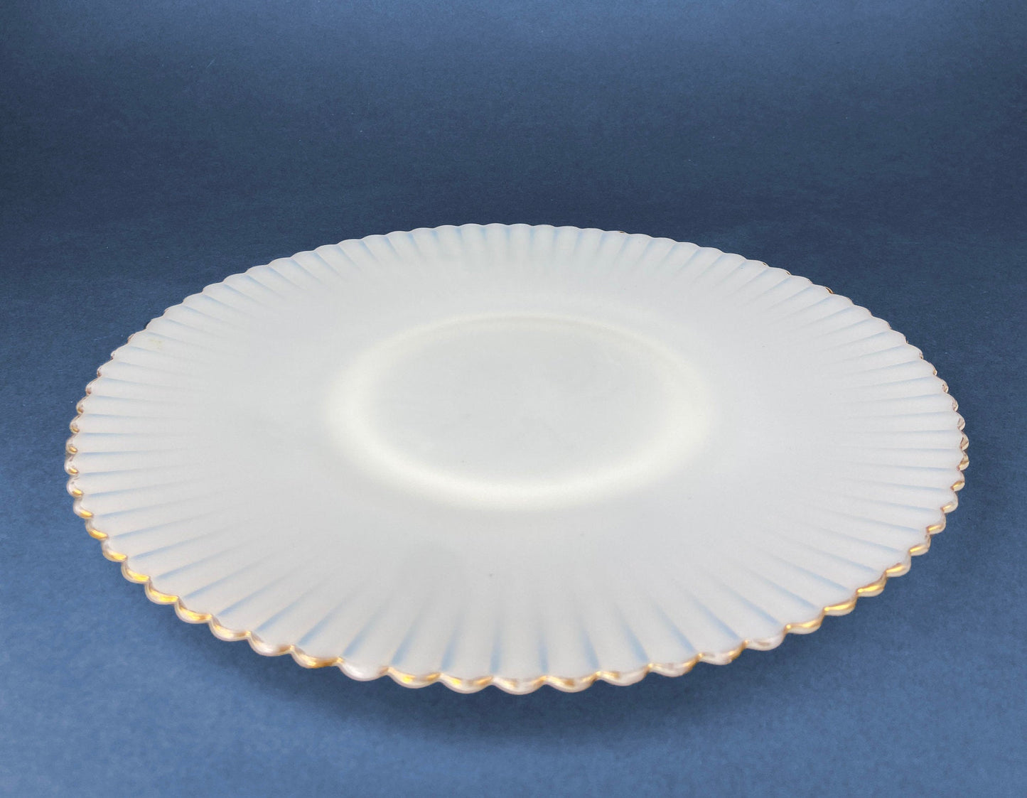 Antique Monax Petalware Opalescent Tea Set Trio. White and Gold Depression Glass Tea Cup, Saucer, Dessert or Salad Plate & Serving Plate. - Tampa Home & Garden Store