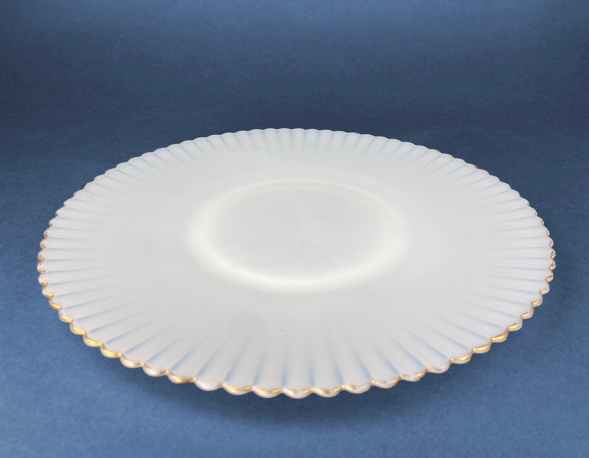 Antique Monax Petalware Opalescent Tea Set Trio. White and Gold Depression Glass Tea Cup, Saucer, Dessert or Salad Plate & Serving Plate. - Tampa Home & Garden Store