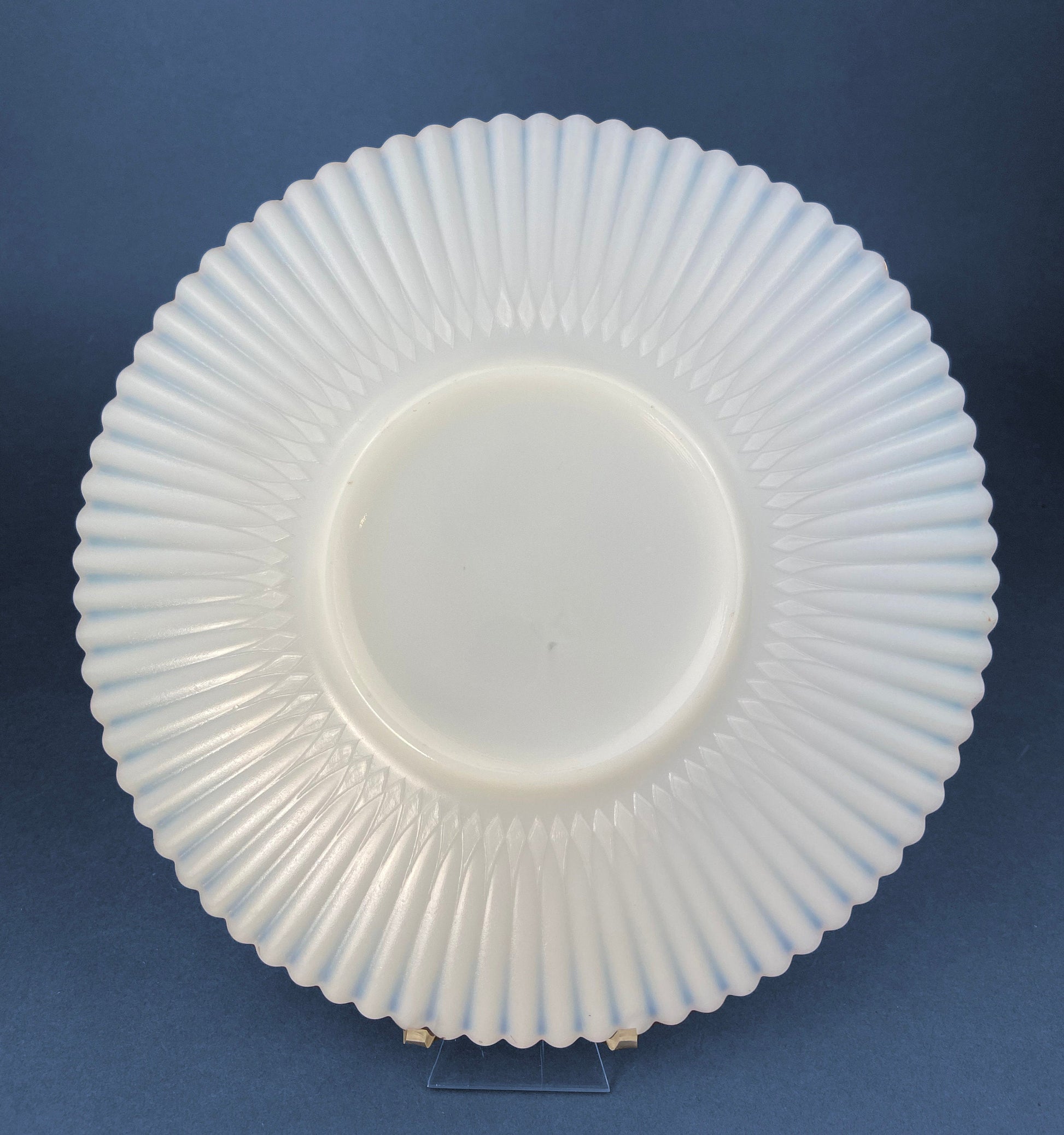 Antique Monax Petalware Opalescent Tea Set Trio. White and Gold Depression Glass Tea Cup, Saucer, Dessert or Salad Plate & Serving Plate. - Tampa Home & Garden Store