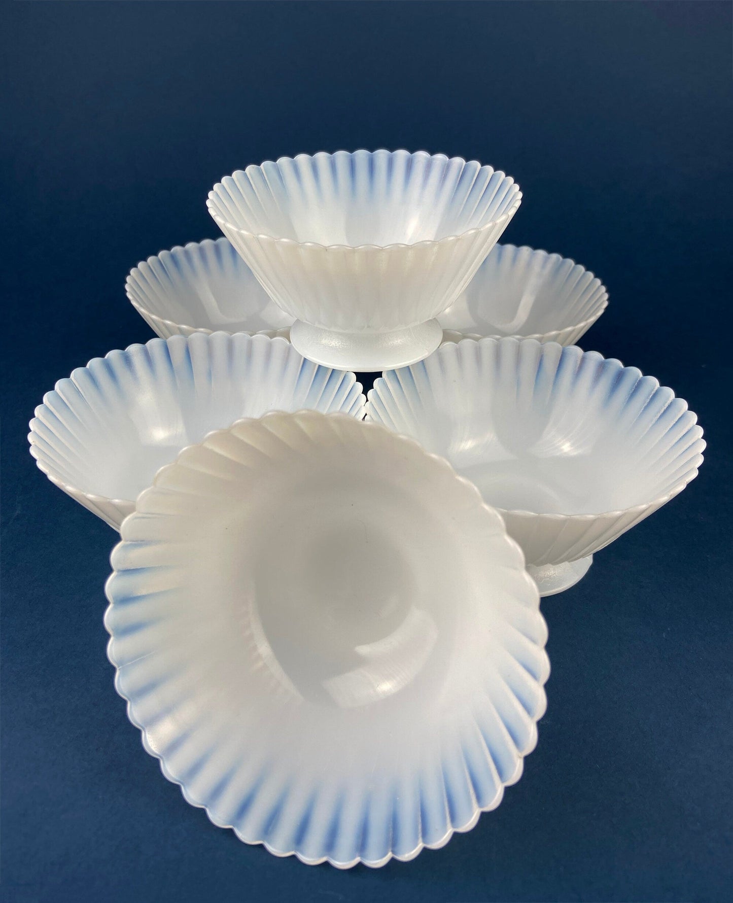 Antique Monax Petalware Opalescent Tea Set Trio. White and Gold Depression Glass Tea Cup, Saucer, Dessert or Salad Plate & Serving Plate. - Tampa Home & Garden Store
