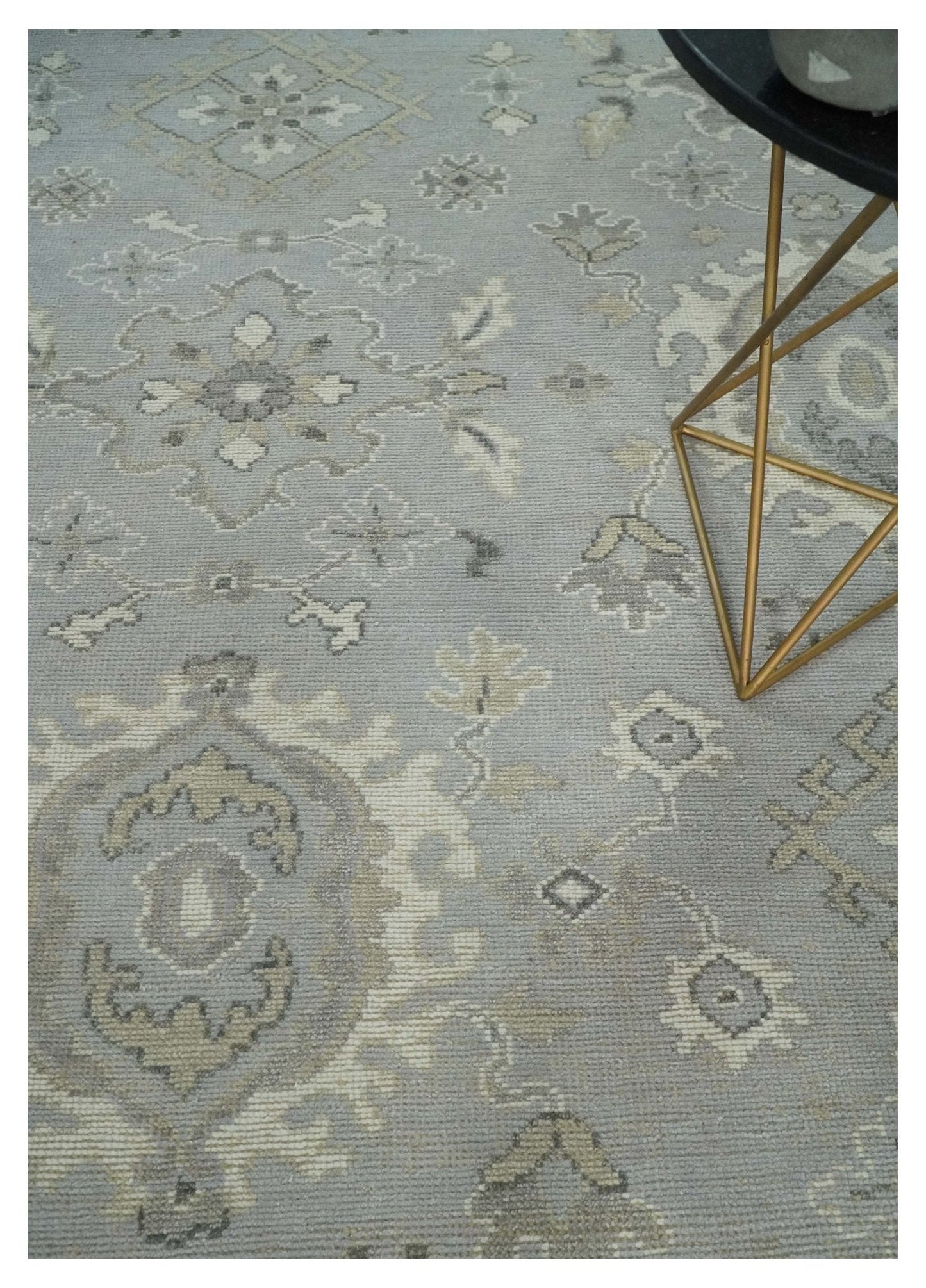Antique Muted Silver Rug 8x11 Hand Knotted Turkish Silver, Beige and Brown Traditional Antique Persian Low Pile Area Rug - Tampa Home & Garden Store