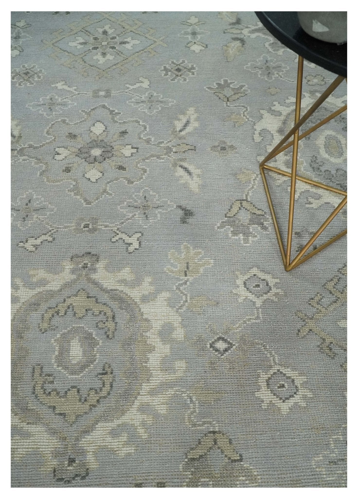 Antique Muted Silver Rug 8x11 Hand Knotted Turkish Silver, Beige and Brown Traditional Antique Persian Low Pile Area Rug - Tampa Home & Garden Store