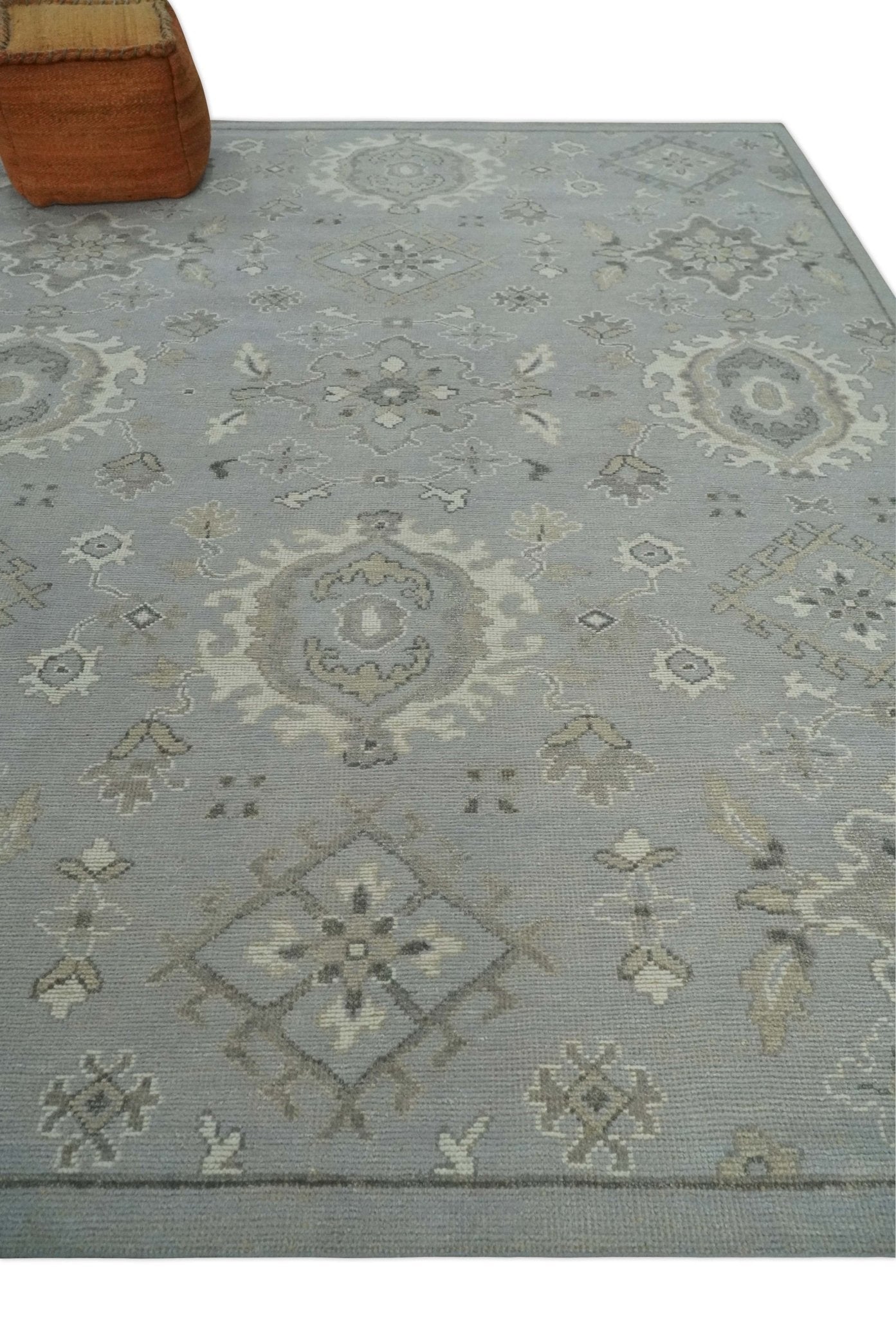 Antique Muted Silver Rug 8x11 Hand Knotted Turkish Silver, Beige and Brown Traditional Antique Persian Low Pile Area Rug - Tampa Home & Garden Store