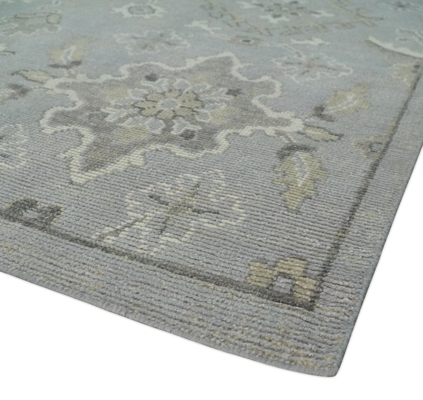 Antique Muted Silver Rug 8x11 Hand Knotted Turkish Silver, Beige and Brown Traditional Antique Persian Low Pile Area Rug - Tampa Home & Garden Store