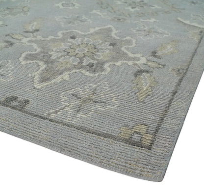 Antique Muted Silver Rug 8x11 Hand Knotted Turkish Silver, Beige and Brown Traditional Antique Persian Low Pile Area Rug - Tampa Home & Garden Store
