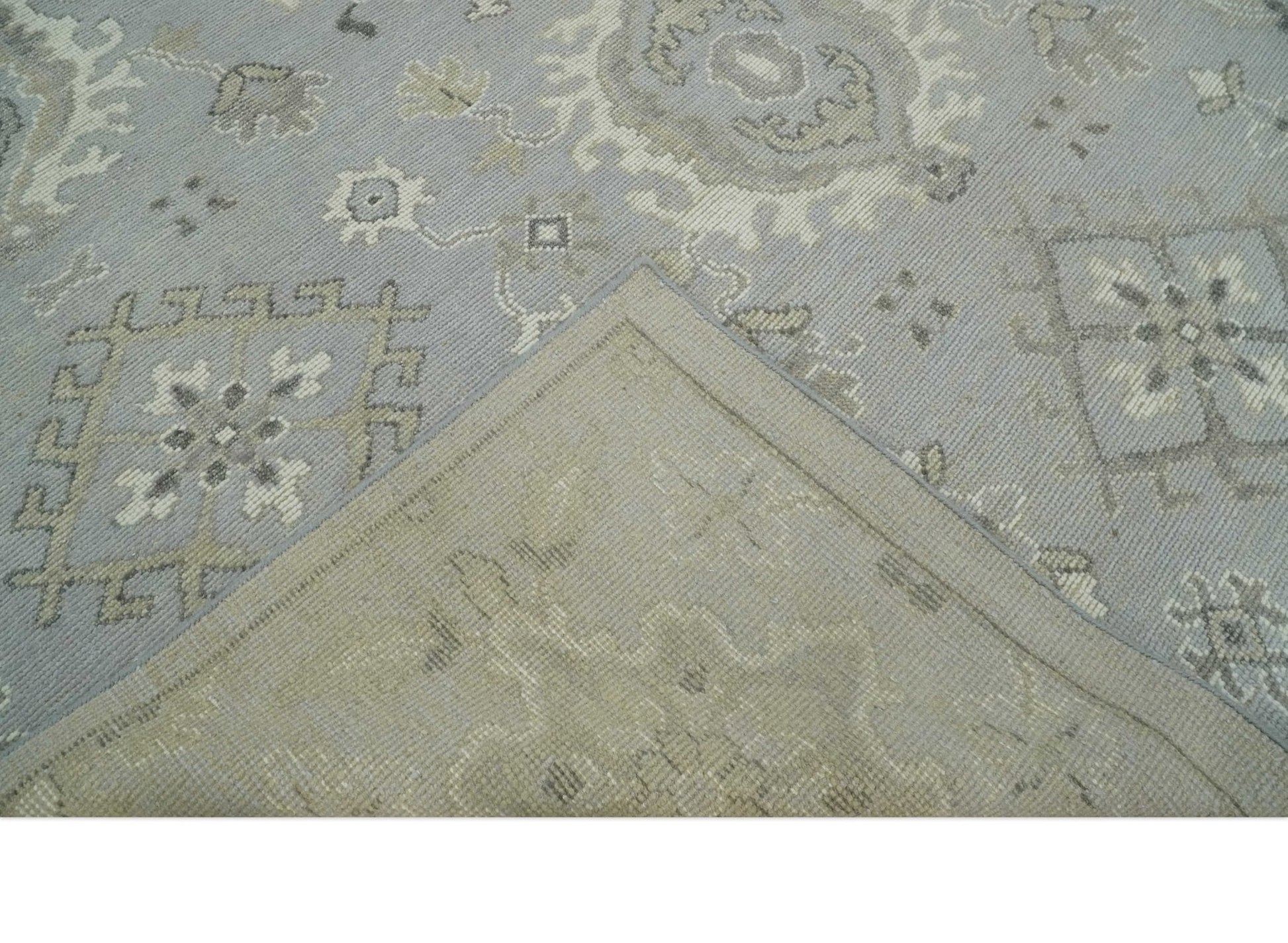 Antique Muted Silver Rug 8x11 Hand Knotted Turkish Silver, Beige and Brown Traditional Antique Persian Low Pile Area Rug - Tampa Home & Garden Store