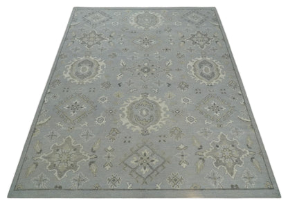 Antique Muted Silver Rug 8x11 Hand Knotted Turkish Silver, Beige and Brown Traditional Antique Persian Low Pile Area Rug - Tampa Home & Garden Store