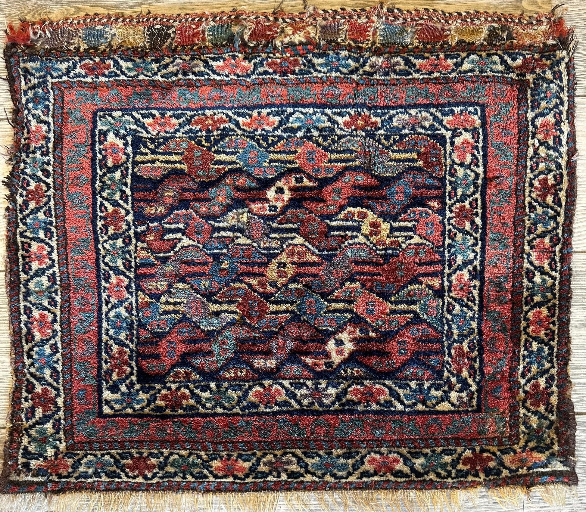 Antique Natural Dyes Small Kurdish Square Decorative Hanging Rug - 22" X 24" - Tampa Home & Garden Store